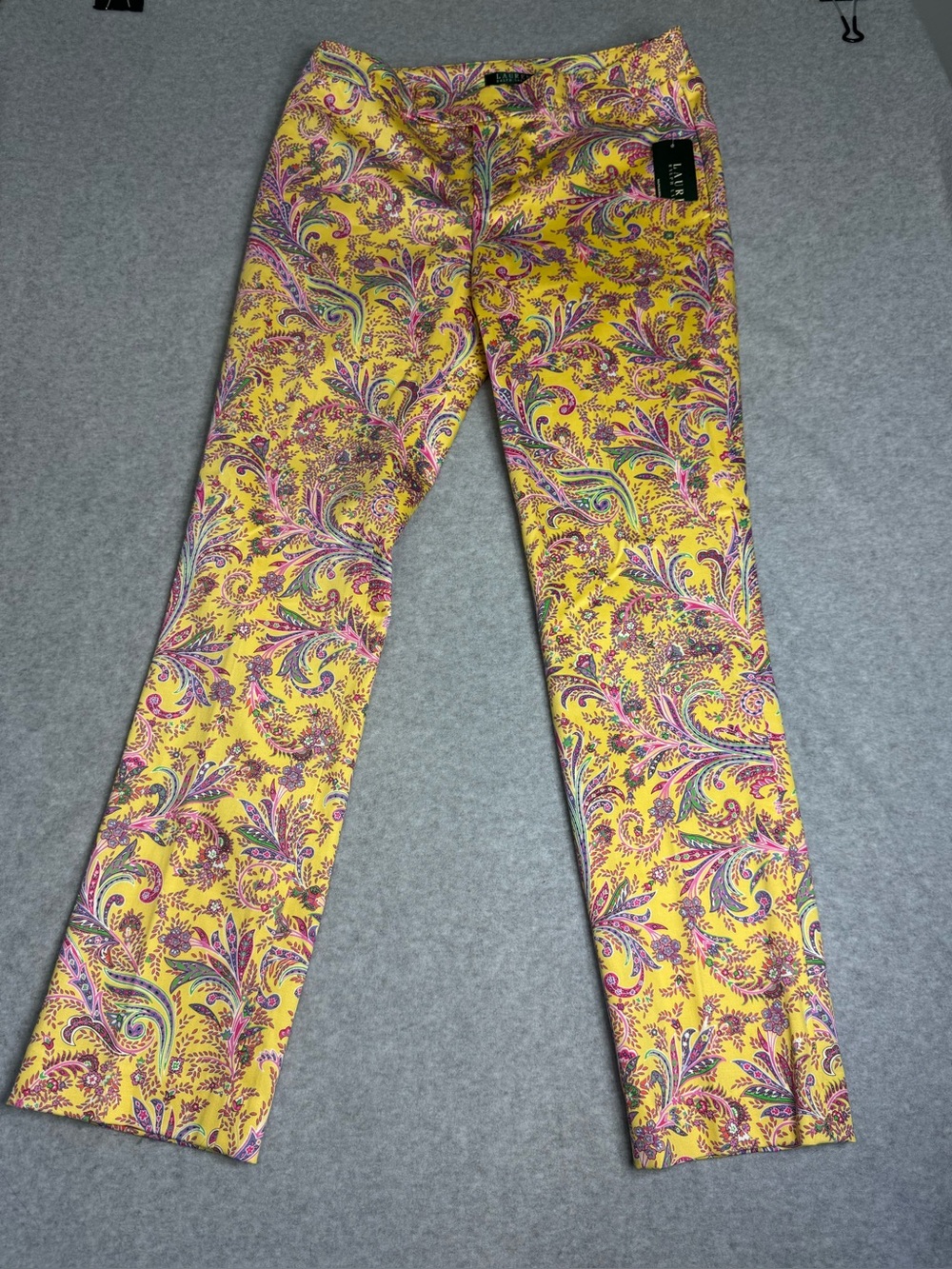 Lauren Ralph Lauren Yellow Paisley Boot-Boho chic Hippie Retro Pants Size 4